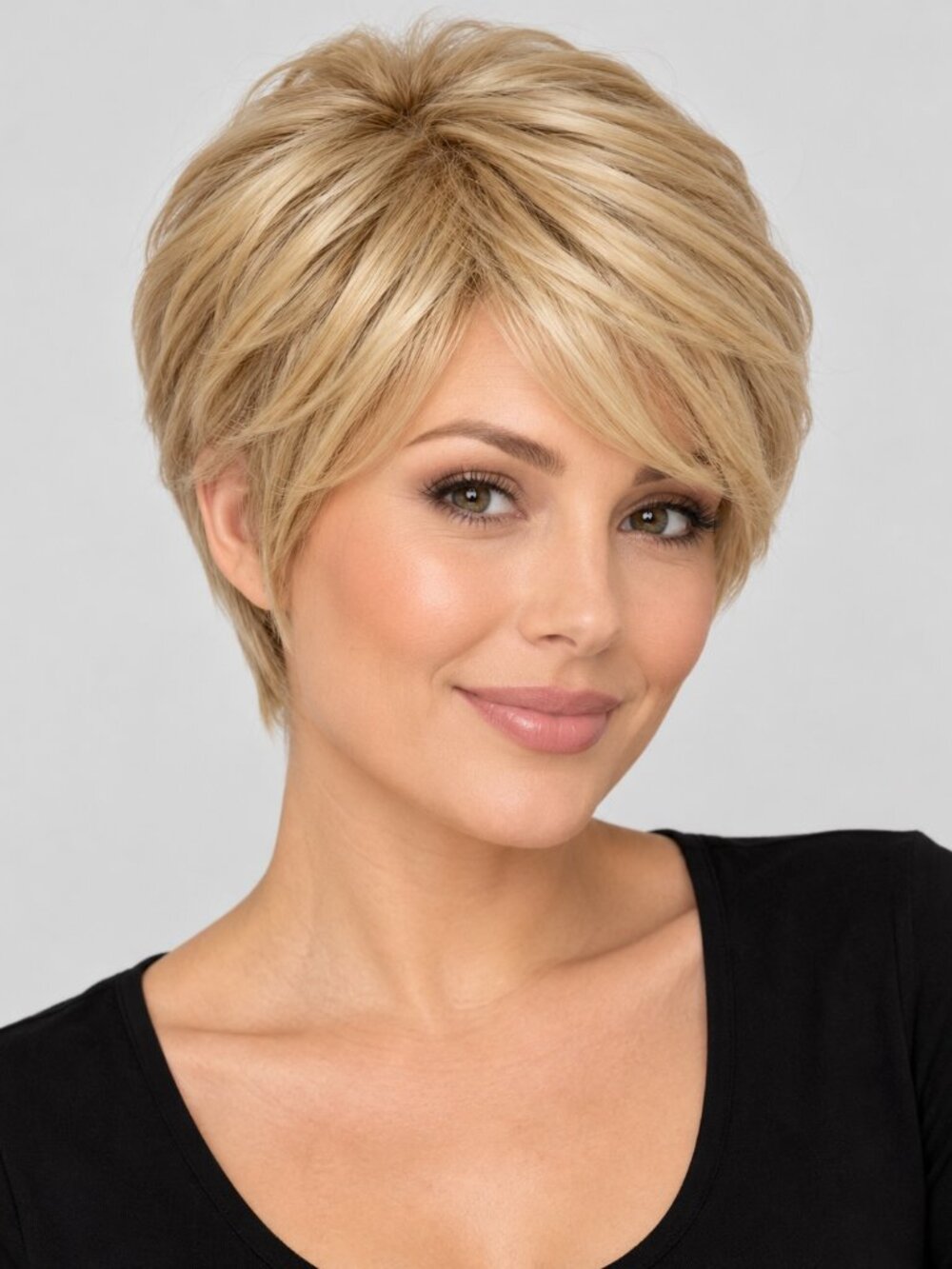 In original box FESHFEN Mixed Blonde Pixie Cut Wig Short Layered Synthetic Wig